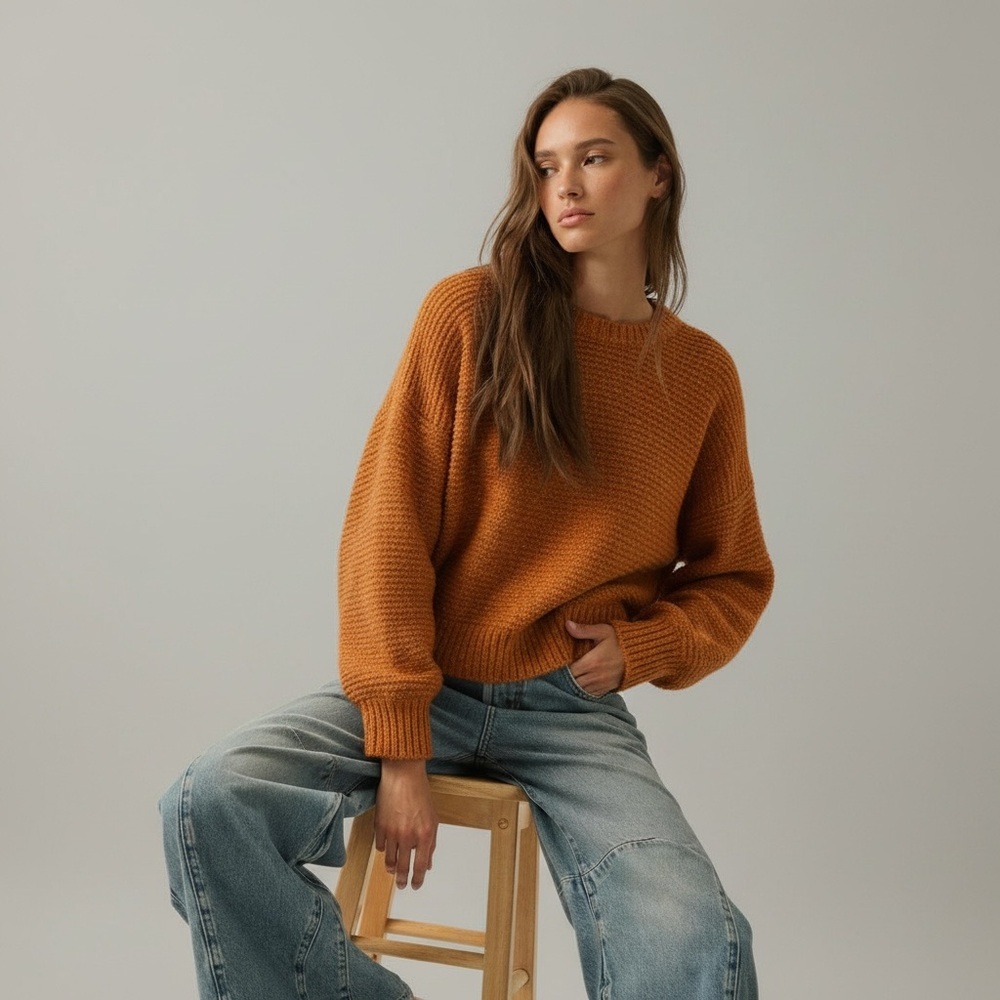 Promesa Crewneck Balloon Sleeve Boxy Slouchy Comfy Sweater Large